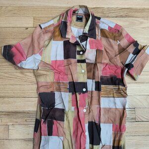 Todd Snyder: Abstract geometric colorblock shirt. Size Small